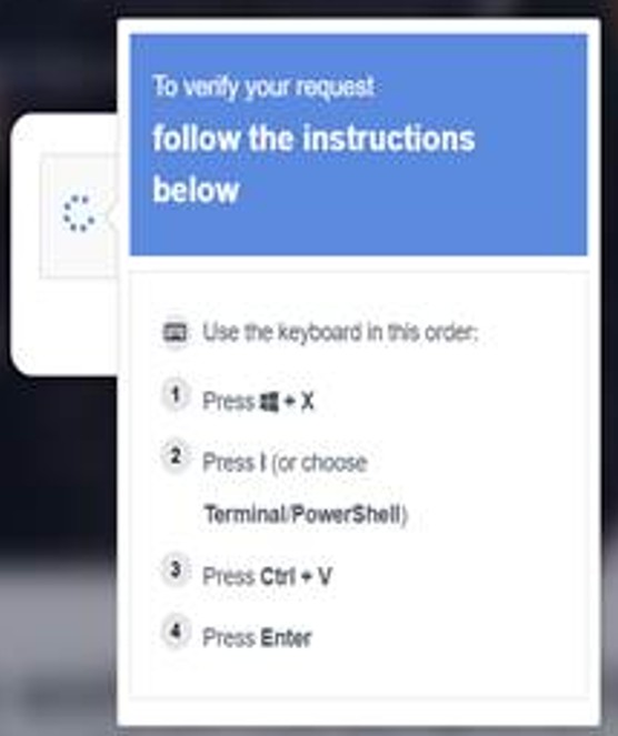 Fake CAPTCHA overlay asking the visitor to verify
